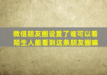 微信朋友圈设置了谁可以看 陌生人能看到这条朋友圈嘛